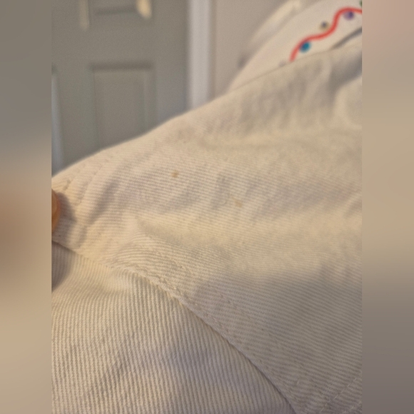 Vintage Petite Sophisticated White Cotton Boho Chic Button Front Jean Jacket(M) - Picture 8 of 10